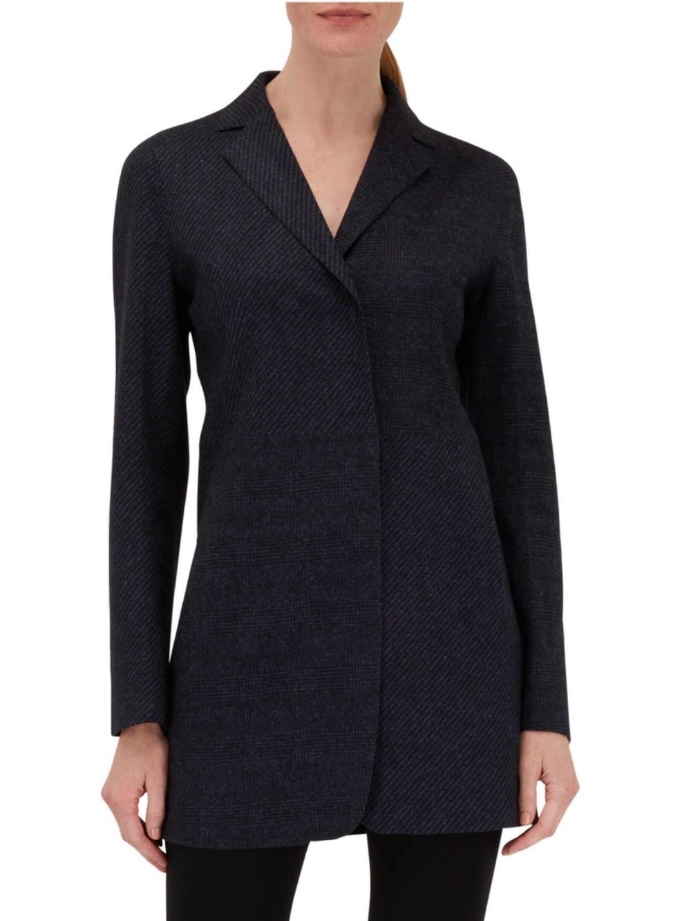 Akris Punto Tweed Patchwork Tailored Longline Blazer